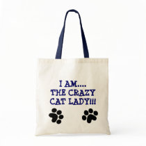 I AM....THE CRAZYCAT LADY!!! CANVAS BAGS