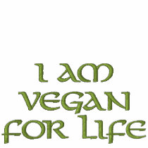 I Am Vegan For Life. Green on White. Slogan. Embroidered Hoodie