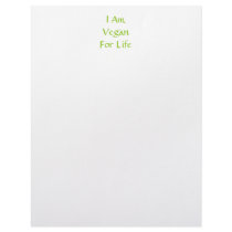 I Am Vegan For Life. Green. Slogan. Custom Custom Letterhead