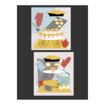 'I bake" 2 retro illustrations Print