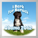 I Bark for Barack, Bo the First Dog Obama Poster