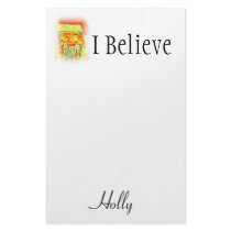 "I Believe" Colorful Santa stationery
