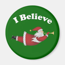 I Believe Flying Santa Refrigerator Magnet