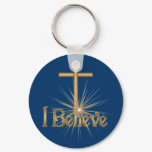 I believe Gold star Cross KeyChain I believe Gold star Cross KeyChain