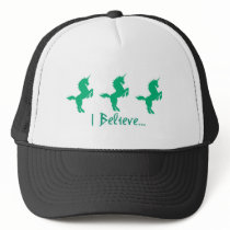 I Believe Green Unicorn Design hats by krichard08 I Believe Green Unicorn Design hats