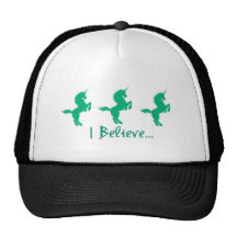 I Believe Green Unicorn Design Mesh Hat