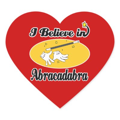 i believe in abracadabra heart sticker Zazzle_sticker