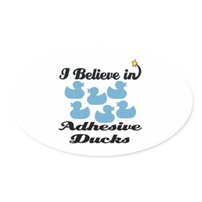 i believe in adhesive ducks stickers Zazzle_sticker