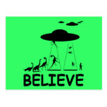 I believe in aliens postcard