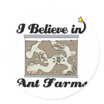 i believe in ant farms round sticker
