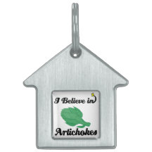 i believe in artichokes pet tag