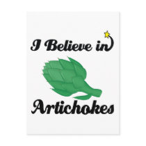i believe in artichokes post card