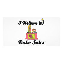 i believe in bake sales personalized photo card