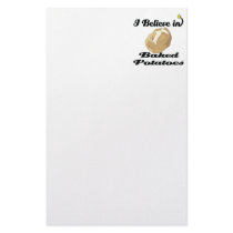 i believe in baked potatoes custom stationery