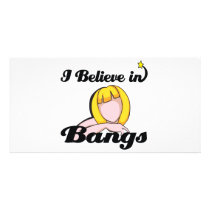 i believe in bangs custom photo card