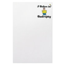 i believe in bankruptcy personalized stationery