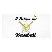 i believe in baseball customized photo card