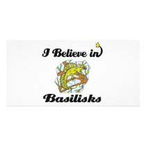 i believe in basilisks personalized photo card
