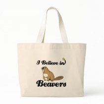 i believe in beavers tote bags