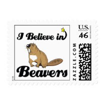 i believe in beavers postage stamp