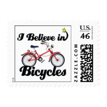 i believe in bicycles postage stamp