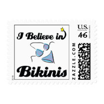 i believe in bikinis postage stamp