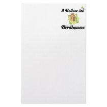 i believe in birdhouses stationery design