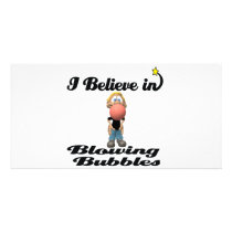 i believe in blowing gum bubbles customized photo card