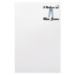 i believe in blue jeans stationery design