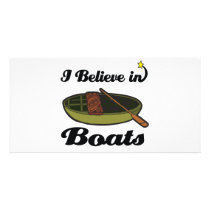 i believe in boats personalized photo card