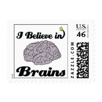 i believe in brains postage stamps
