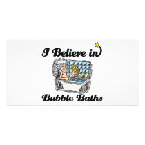 i believe in bubble baths personalized photo card