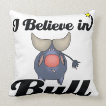 i believe in bull throw pillows