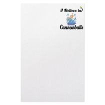i believe in cannonballs stationery design