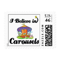 i believe in carousels postage stamp