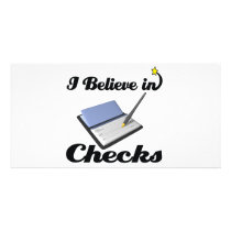 i believe in checks picture card