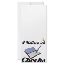 i believe in checks full color rack card