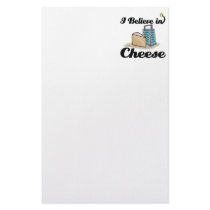 i believe in cheese custom stationery