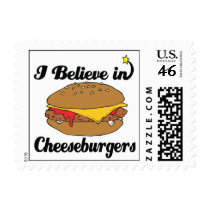 i believe in cheeseburgers postage stamp