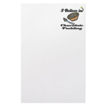i believe in chocolate pudding stationery design