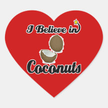 i believe in coconuts heart stickers