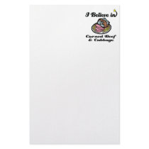 i believe in corned beef and cabbage stationery paper