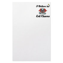 i believe in evil clowns stationery paper