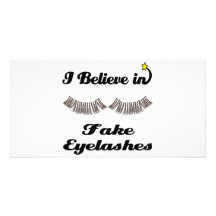 i believe in fake eyelashes photo greeting card