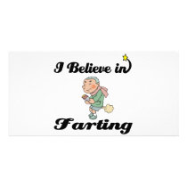 i believe in farting customized photo card