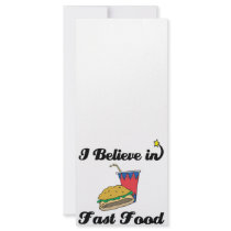 i believe in fast food personalized rack card