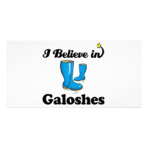 i believe in galoshes photo card