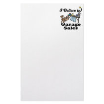 i believe in garage sales stationery design