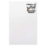 i believe in garage sales stationery design
