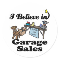i believe in garage sales stickers